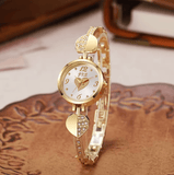Women’s Small Gold Quartz Watch – Compact Round Dial with Diamond Inlaid Bracelet – Elegant & Stylish Wristwatch for Ladies