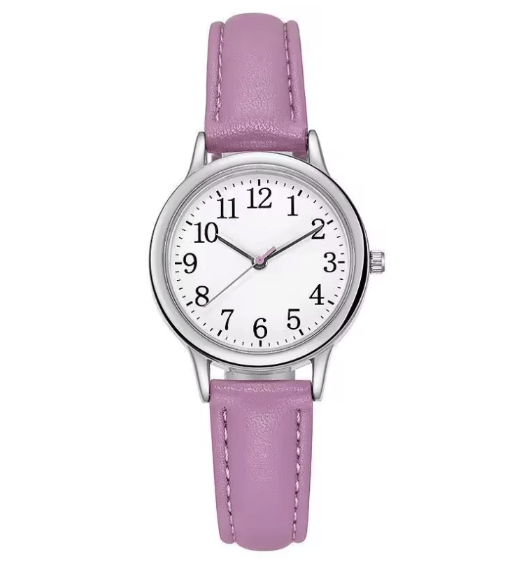 Women’s Candy Color Quartz Watch – Simple Dial, PU Leather Strap – Minimalist Fashion Wristwatch for Girls & Ladies | Reloj de Mujer Montre Femme