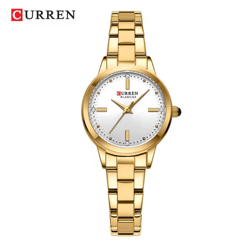 CURREN Women’s Elegant Quartz Watch – Simple Dial Bracelet Wristwatch for Ladies – Fashion Brand Timepiece with Charming Minimalist Design