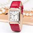 Fashion Women’s Luxury Watch – Rose Gold Metal Square Case, Rectangle Dial, Red Leather Strap – Elegant Ladies Quartz Wristwatch Female Clock