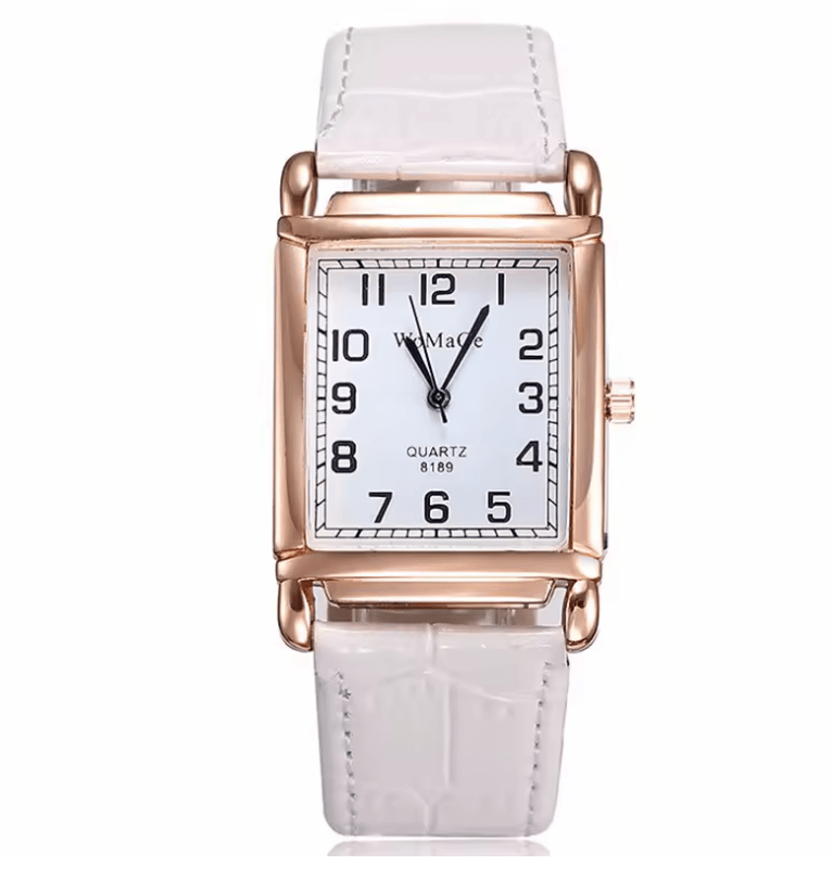 Fashion Women’s Luxury Watch – Rose Gold Metal Square Case, Rectangle Dial, Red Leather Strap – Elegant Ladies Quartz Wristwatch Female Clock
