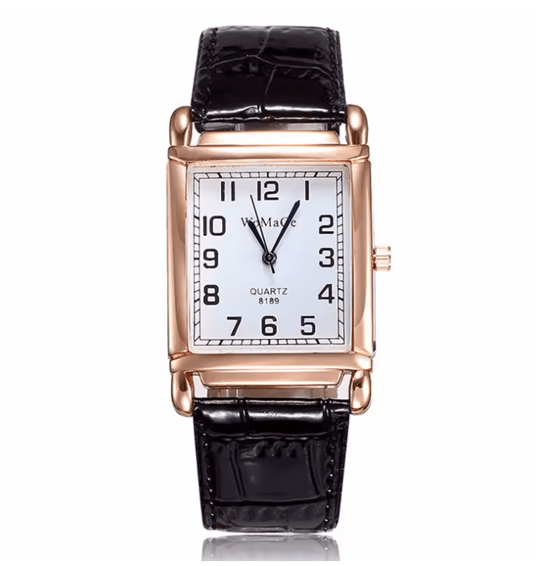 Fashion Women’s Luxury Watch – Rose Gold Metal Square Case, Rectangle Dial, Red Leather Strap – Elegant Ladies Quartz Wristwatch Female Clock