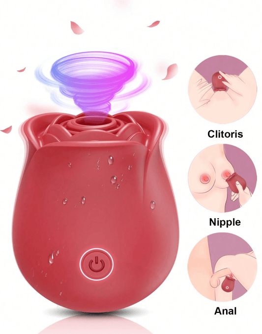 Rose Vibrator Sucker for Women – 10 Powerful Speeds, Clitoris & G-Spot Stimulator, USB Rechargeable, Waterproof Rose-Shaped Sex Toy, Mini Massager for Ultimate Pleasure