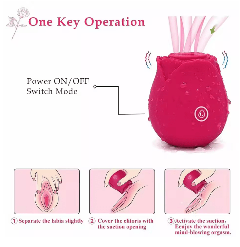 Rose Vibrator Sucker for Women – 10 Powerful Speeds, Clitoris & G-Spot Stimulator, USB Rechargeable, Waterproof Rose-Shaped Sex Toy, Mini Massager for Ultimate Pleasure