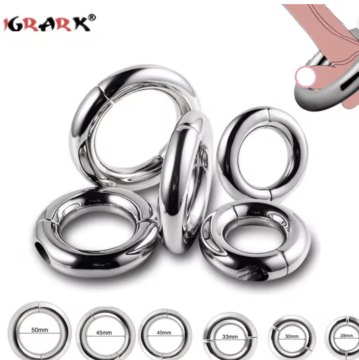 50mm Male Chastity Cage – Heavy-Duty Metal Cock Ring with Screw Lock, Scrotum Restraint Ring, Penis Stretcher, Delay Ejaculation Sex Toy for Men