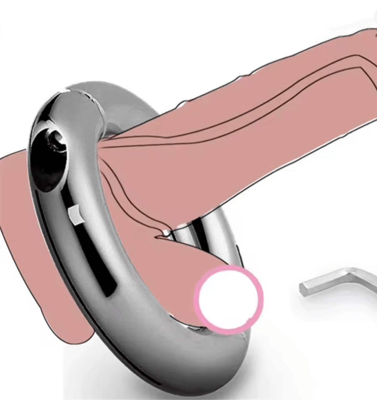 50mm Male Chastity Cage – Heavy-Duty Metal Cock Ring with Screw Lock, Scrotum Restraint Ring, Penis Stretcher, Delay Ejaculation Sex Toy for Men
