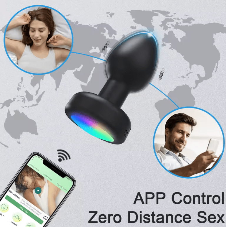 Vibrating LED Anal Plug – APP-Controlled Prostate Massager, Vibrating Butt Plug for Men & Women, Anal Vibrator for Couples, Adult Sex Toy
