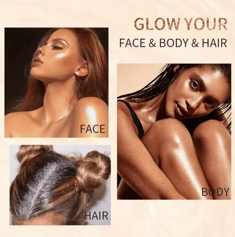 Diamond Liquid Highlighter – Waterproof Glitter Body & Face Bronzer – Long-Lasting High Gloss Glow for Face, Cheeks & Contour – Shimmer Makeup Illuminator for All Skin Tones