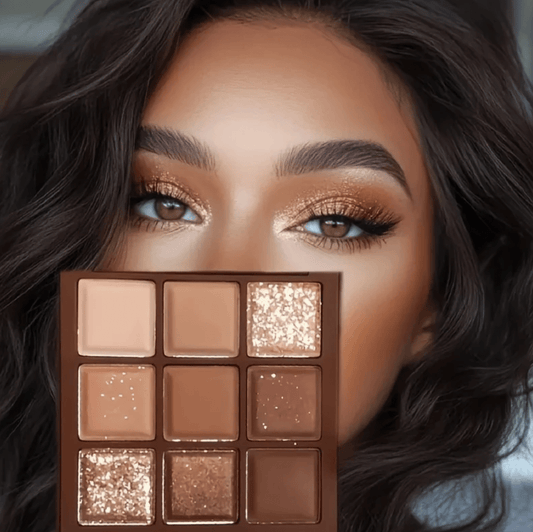 2025 Mocha Chocolate Eyeshadow Palette – 9 Color Neutral Matte, Pearly & Glitter Shades – Long-Lasting Blendable Eye Makeup for Daily & Glam Looks