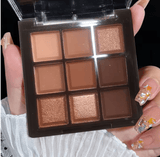 2025 Mocha Chocolate Eyeshadow Palette – 9 Color Neutral Matte, Pearly & Glitter Shades – Long-Lasting Blendable Eye Makeup for Daily & Glam Looks