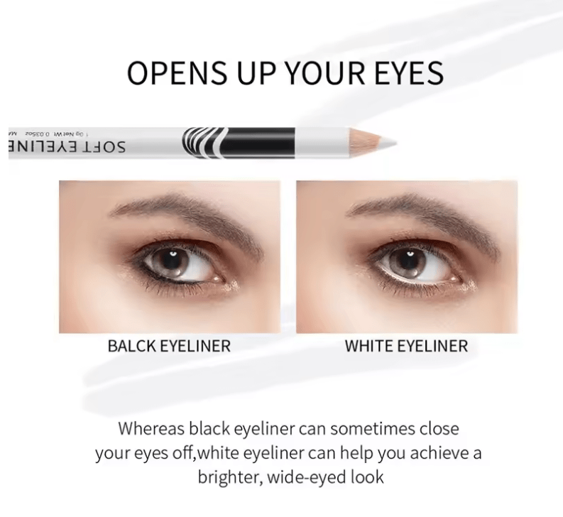 Waterproof White Eyeliner Pencil – Quick-Dry, Long-Lasting, Smudge-Proof Formula – Brightening Eye Liner Pen for Inner Rim & Creative Looks – Professional Makeup Tool for Women