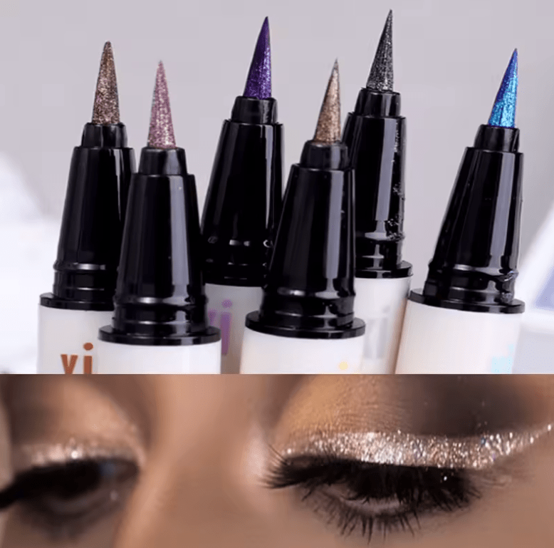 Waterproof Glitter Eyeliner Pencil – Metallic Pearl & Diamond Shimmer – Long-Lasting Punk Eye Makeup in Pink, Purple, Silver, Blue – Use as Eyeliner or Eyeshadow