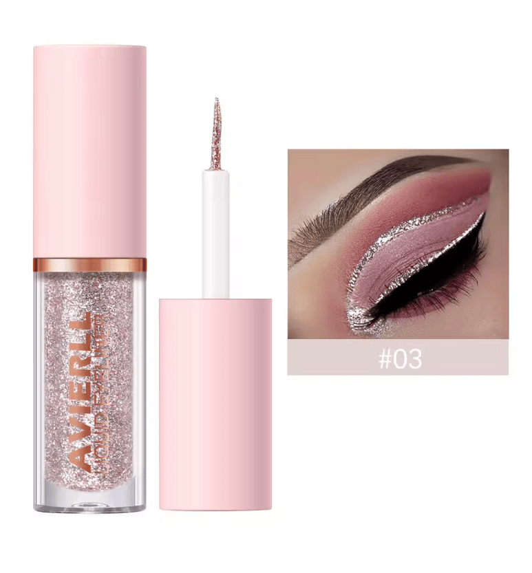 Gold Glitter Liquid Eyeliner Pen – Waterproof, Smudge-Proof, Long-Lasting Formula – Fast-Drying Eye Makeup for Bold, Sparkling Looks – Easy-to-Use Precision Tip