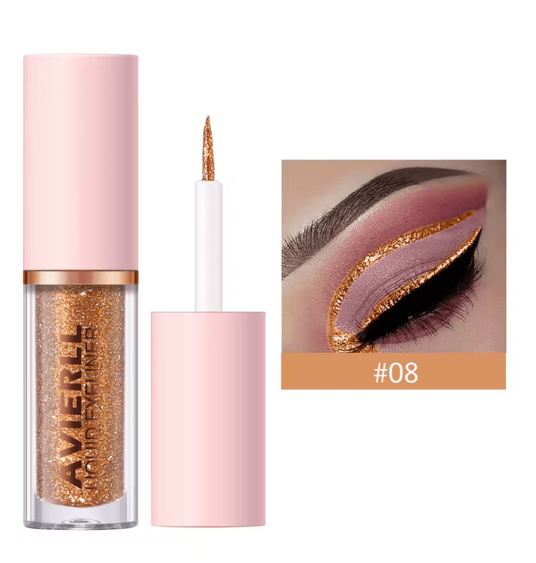 Gold Glitter Liquid Eyeliner Pen – Waterproof, Smudge-Proof, Long-Lasting Formula – Fast-Drying Eye Makeup for Bold, Sparkling Looks – Easy-to-Use Precision Tip