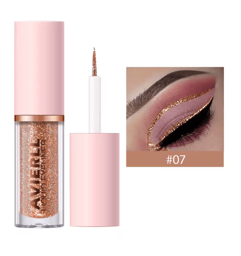 Gold Glitter Liquid Eyeliner Pen – Waterproof, Smudge-Proof, Long-Lasting Formula – Fast-Drying Eye Makeup for Bold, Sparkling Looks – Easy-to-Use Precision Tip