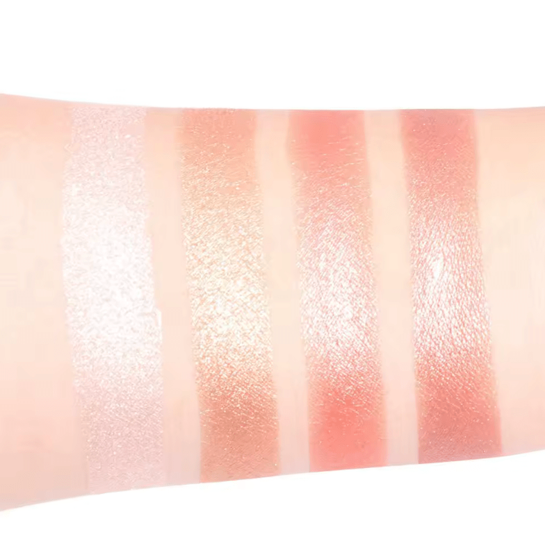 Rose Diamond Highlighter Powder Palette – 4-Color Shimmer Glow for Face & Cheeks – Glitter Contour, Brighten & Blush – Long-Lasting Makeup for Women