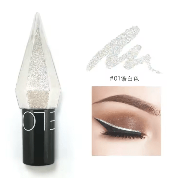 Diamond Glitter Eyeliner & Eyeshadow – Waterproof Liquid Eye Makeup in Silver & Rose Gold – Long-Lasting Shiny Sequin Effect for Glamorous Looks