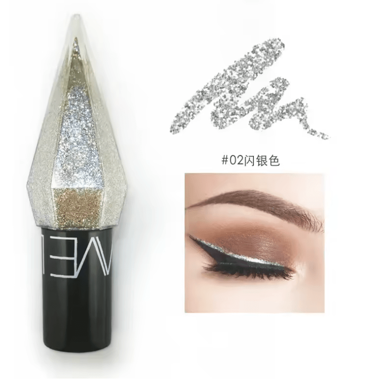 Diamond Glitter Eyeliner & Eyeshadow – Waterproof Liquid Eye Makeup in Silver & Rose Gold – Long-Lasting Shiny Sequin Effect for Glamorous Looks