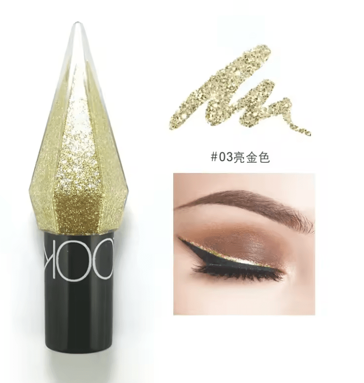 Diamond Glitter Eyeliner & Eyeshadow – Waterproof Liquid Eye Makeup in Silver & Rose Gold – Long-Lasting Shiny Sequin Effect for Glamorous Looks
