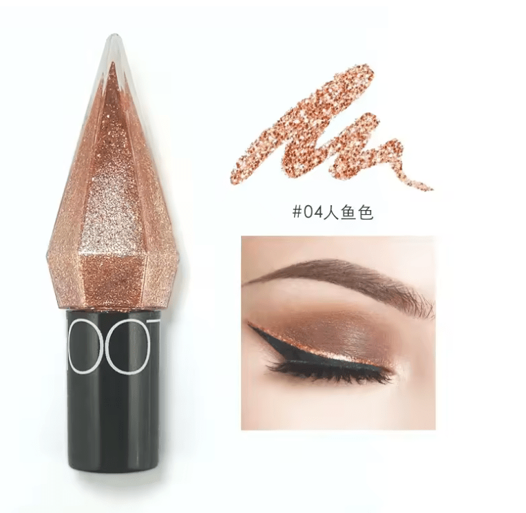 Diamond Glitter Eyeliner & Eyeshadow – Waterproof Liquid Eye Makeup in Silver & Rose Gold – Long-Lasting Shiny Sequin Effect for Glamorous Looks