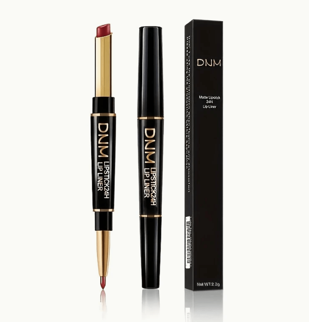 Double-Ended Matte Lipstick & Lip Liner – Waterproof, Long-Lasting Lip Color with Moisturizing Formula – High-Pigment Lipstick Pencil for Smooth, Defined Lips