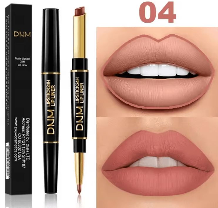 Double-Ended Matte Lipstick & Lip Liner – Waterproof, Long-Lasting Lip Color with Moisturizing Formula – High-Pigment Lipstick Pencil for Smooth, Defined Lips