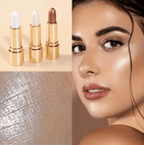 3-Color Highlighter Stick – 3D Face Contour, Shimmer & Concealer Cream – Brightening Bronzer Bar for Glowing Skin – Blendable Makeup Tool for Natural or Glam Looks