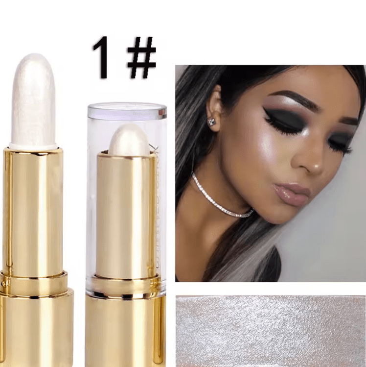 3-Color Highlighter Stick – 3D Face Contour, Shimmer & Concealer Cream – Brightening Bronzer Bar for Glowing Skin – Blendable Makeup Tool for Natural or Glam Looks