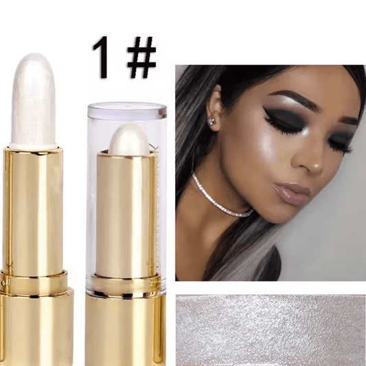 3-Color Highlighter Stick – 3D Face Contour, Shimmer & Concealer Cream – Brightening Bronzer Bar for Glowing Skin – Blendable Makeup Tool for Natural or Glam Looks