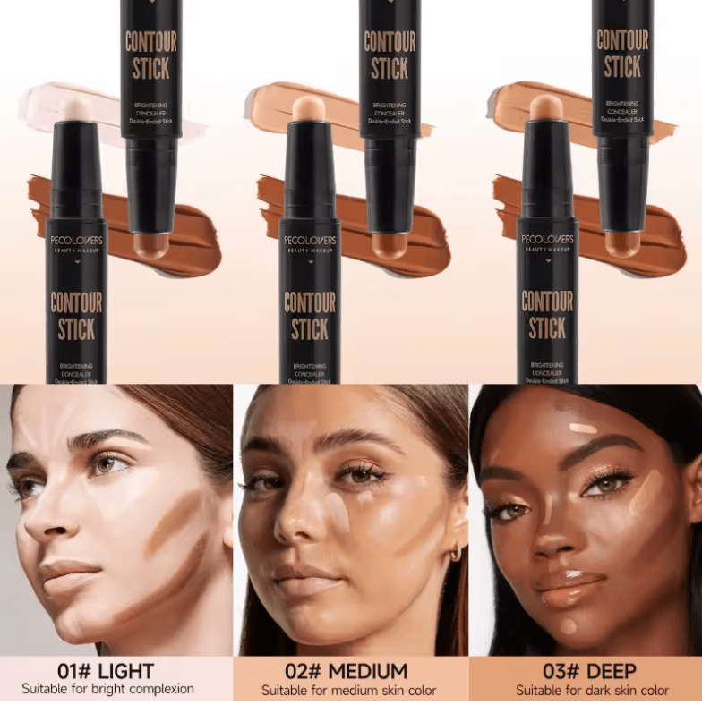 Double-Ended Concealer Stick – Lightweight Cream Concealer for Face – Brighten, Correct & Contour with Easy-Blend Formula for Natural, Flawless Makeup