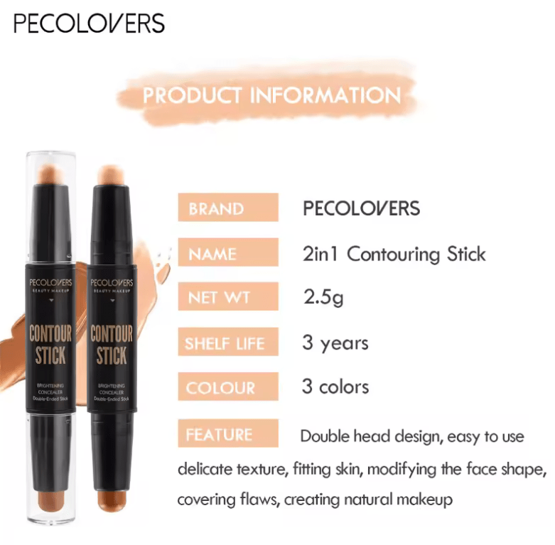 Double-Ended Concealer Stick – Lightweight Cream Concealer for Face – Brighten, Correct & Contour with Easy-Blend Formula for Natural, Flawless Makeup