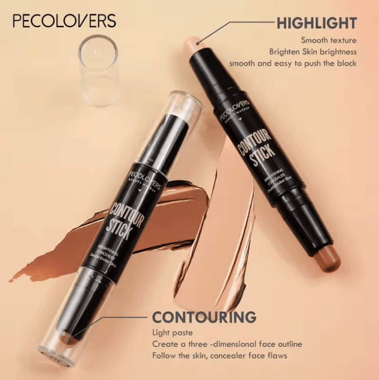 Double-Ended Concealer Stick – Lightweight Cream Concealer for Face – Brighten, Correct & Contour with Easy-Blend Formula for Natural, Flawless Makeup