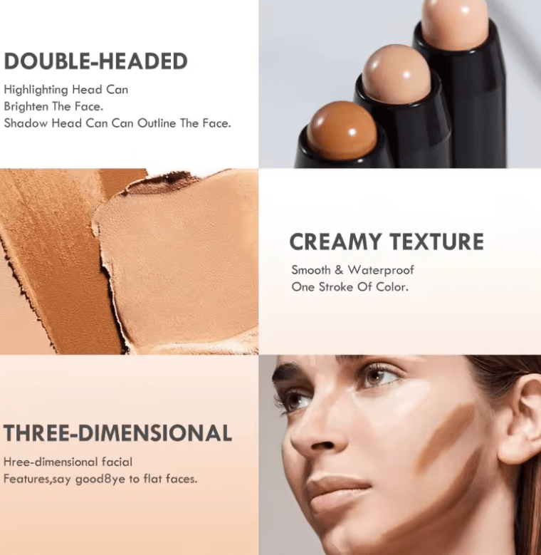 Double-Ended Concealer Stick – Lightweight Cream Concealer for Face – Brighten, Correct & Contour with Easy-Blend Formula for Natural, Flawless Makeup