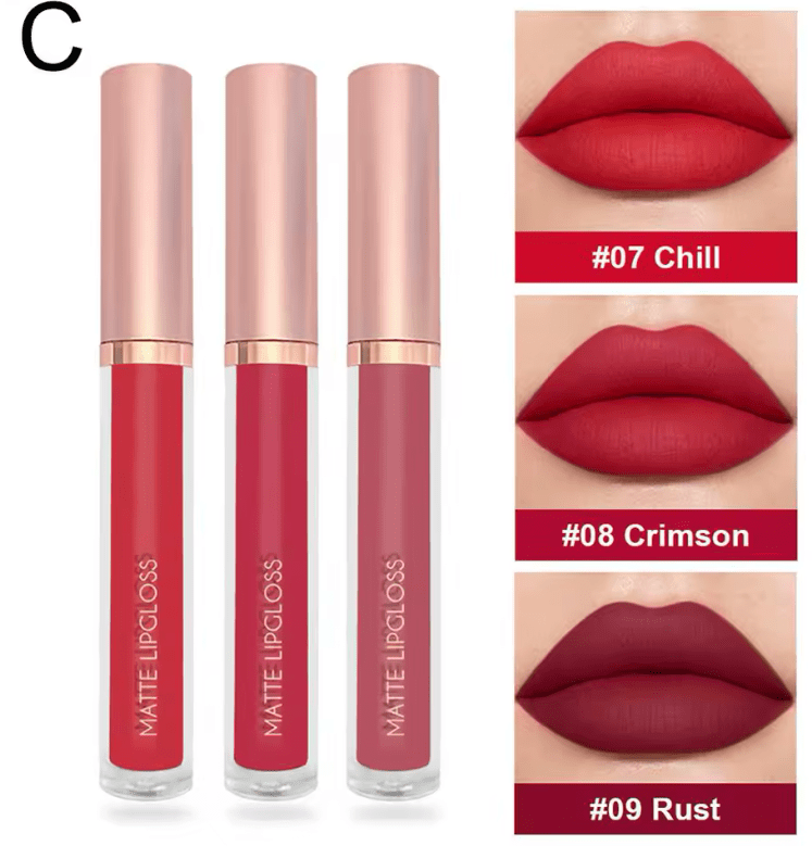 3PCS Matte Nude Liquid Lipstick Set – Velvet Finish, Waterproof & Long-Lasting – Non-Stick, Moisturizing Lip Gloss & Lip Tint Combo for Women’s Daily Makeup