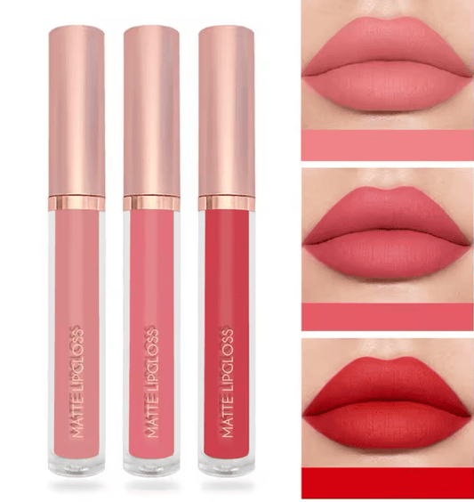 3PCS Matte Nude Liquid Lipstick Set – Velvet Finish, Waterproof & Long-Lasting – Non-Stick, Moisturizing Lip Gloss & Lip Tint Combo for Women’s Daily Makeup
