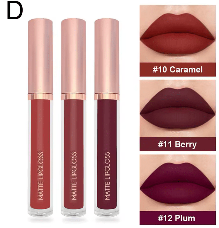 3PCS Matte Nude Liquid Lipstick Set – Velvet Finish, Waterproof & Long-Lasting – Non-Stick, Moisturizing Lip Gloss & Lip Tint Combo for Women’s Daily Makeup