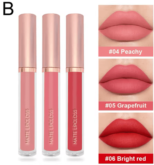 3PCS Matte Nude Liquid Lipstick Set – Velvet Finish, Waterproof & Long-Lasting – Non-Stick, Moisturizing Lip Gloss & Lip Tint Combo for Women’s Daily Makeup