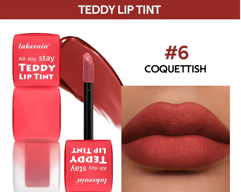 Teddy Lip Tint – Waterproof Matte Liquid Lipstick – Long-Lasting 12H Wear, Kiss-Proof, Smudge-Resistant Lip Stain, Lightweight Formula, 1 Count