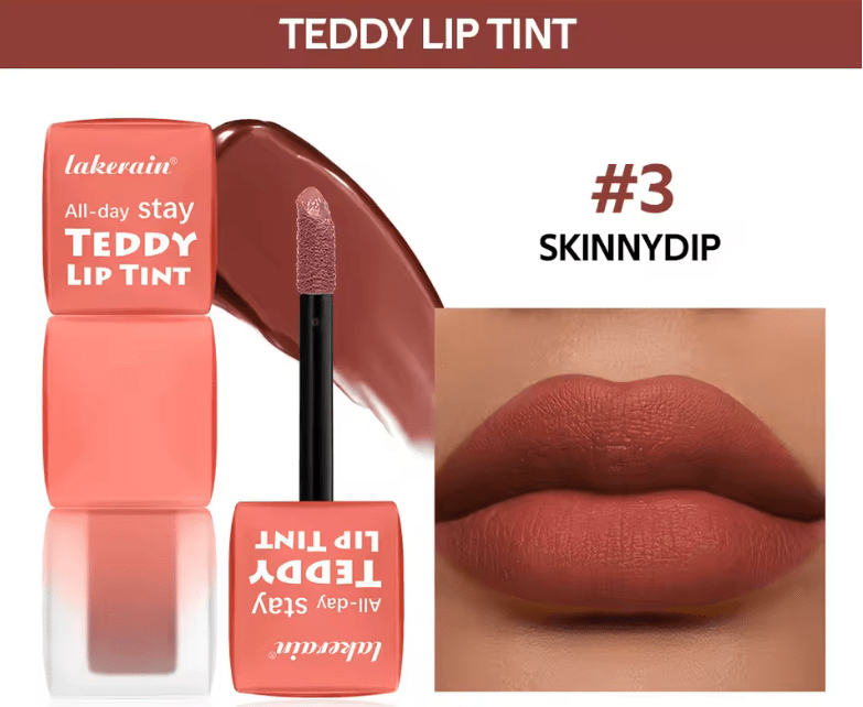Teddy Lip Tint – Waterproof Matte Liquid Lipstick – Long-Lasting 12H Wear, Kiss-Proof, Smudge-Resistant Lip Stain, Lightweight Formula, 1 Count