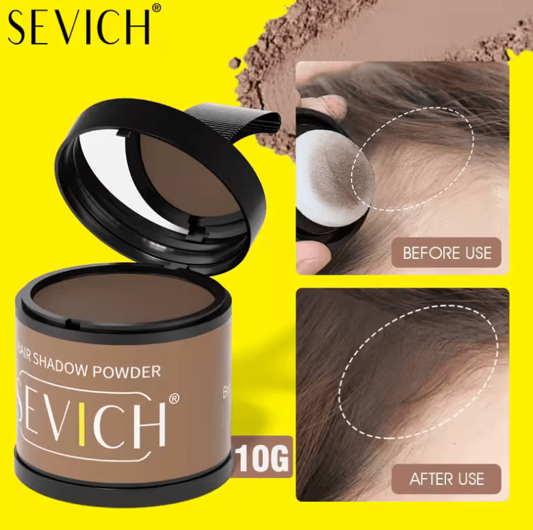 SEVICH Hairline Shadow Powder Kit – 10g Instant Root Touch-Up & Hair Concealer – Fill-In Powder with Brush for Thinning Hair & Hairline Coverage (Black)