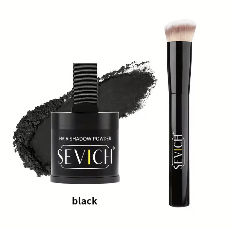 SEVICH Hairline Shadow Powder Kit – 10g Instant Root Touch-Up & Hair Concealer – Fill-In Powder with Brush for Thinning Hair & Hairline Coverage (Black)