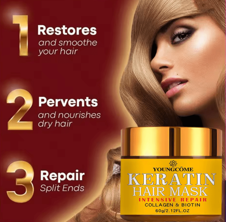 Deep Repair Hair Mask with Biotin, Collagen & Keratin – Intensive Conditioner & Nourishing Oil Treatment for Dry, Damaged, Frizzy Hair