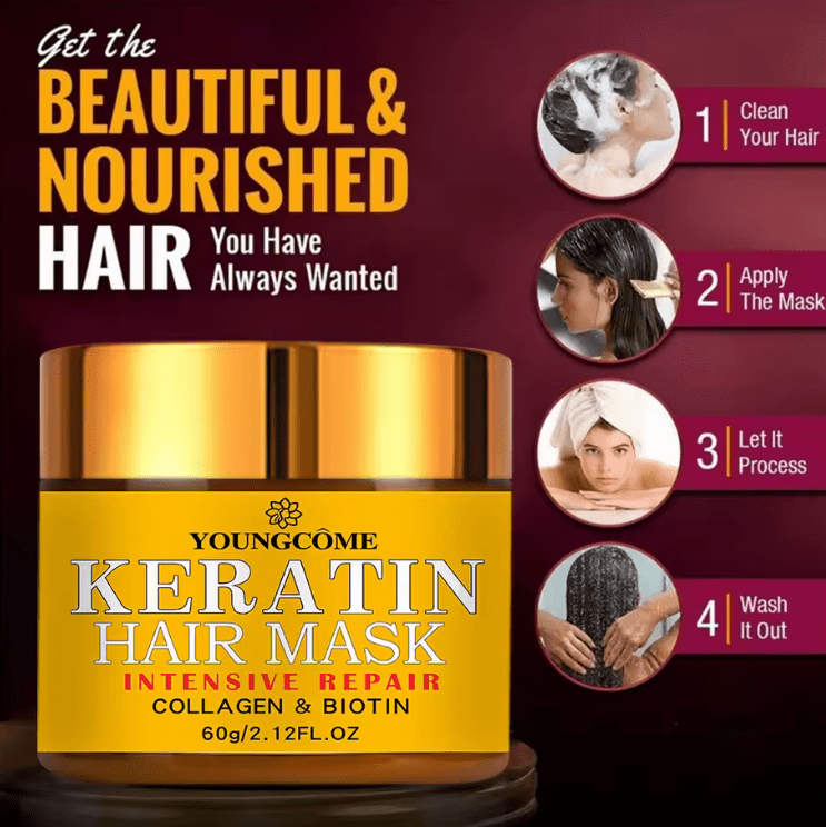 Deep Repair Hair Mask with Biotin, Collagen & Keratin – Intensive Conditioner & Nourishing Oil Treatment for Dry, Damaged, Frizzy Hair