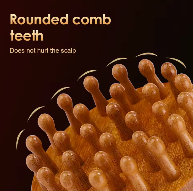 Multi-Functional Wooden Massage Comb – Natural Sandalwood Hair Brush & Scalp Massager – Guasha Scraping Tool for Hair & Body Therapy