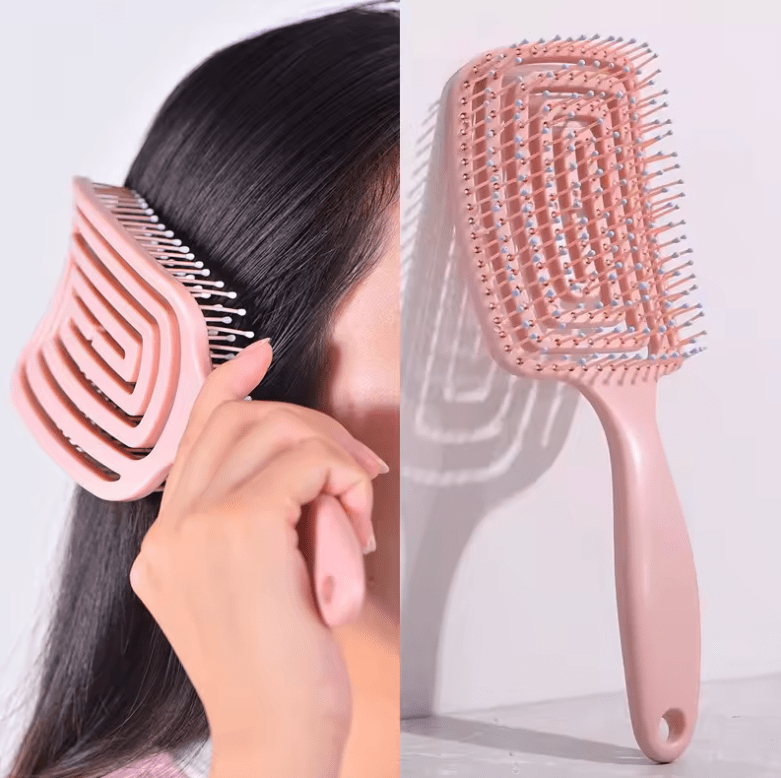 Elastic Hollow Hair Brush – Scalp Massage Detangling Comb for Fast Blow Drying & Hair Styling – Anti-Knot, Lightweight & Flexible Design