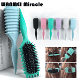 Detangling Candy Hair Brush – Natural Bristle Curly Hair Comb with Cleaning Claw – Scalp Massage & Styling Tool for Defined Curls