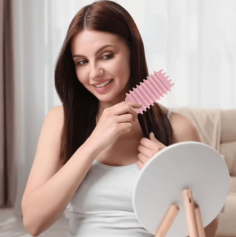 Detangling Candy Hair Brush – Natural Bristle Curly Hair Comb with Cleaning Claw – Scalp Massage & Styling Tool for Defined Curls