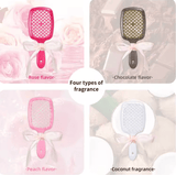 Scented Detangling Hairbrush – Rose, Peach & Coconut Aroma Comb with Massage Bristles – Hollow Wet & Dry Comb with Silk Ribbon – Salon-Quality Gift Brush
