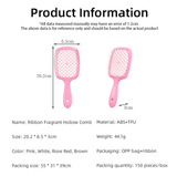 Scented Detangling Hairbrush – Rose, Peach & Coconut Aroma Comb with Massage Bristles – Hollow Wet & Dry Comb with Silk Ribbon – Salon-Quality Gift Brush