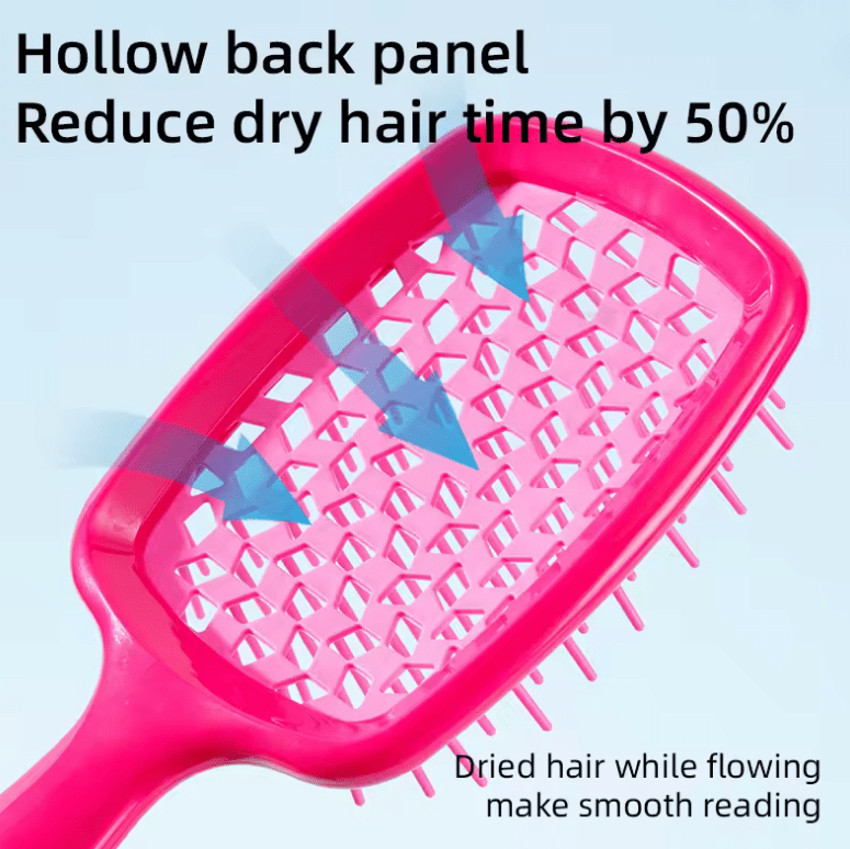 Scented Detangling Hairbrush – Rose, Peach & Coconut Aroma Comb with Massage Bristles – Hollow Wet & Dry Comb with Silk Ribbon – Salon-Quality Gift Brush